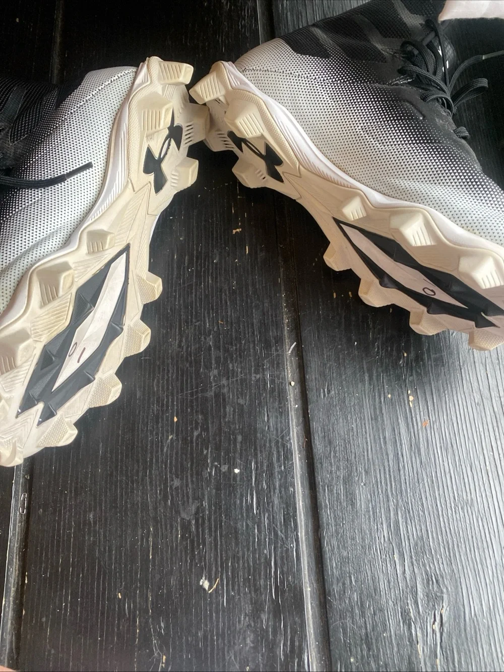 Under Armour Black and Gray High-Top Cleats
